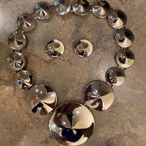 Vintage ALEXIS KIRK Silver Tone MODERNIST Necklace